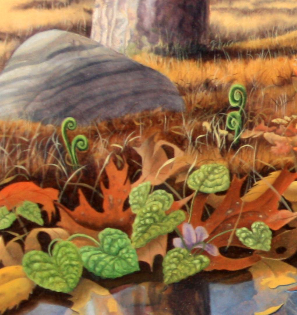 Reflets de fougères,  Nature luxuriante Forêt Boisée Paysage Près d'un lac en vente 1