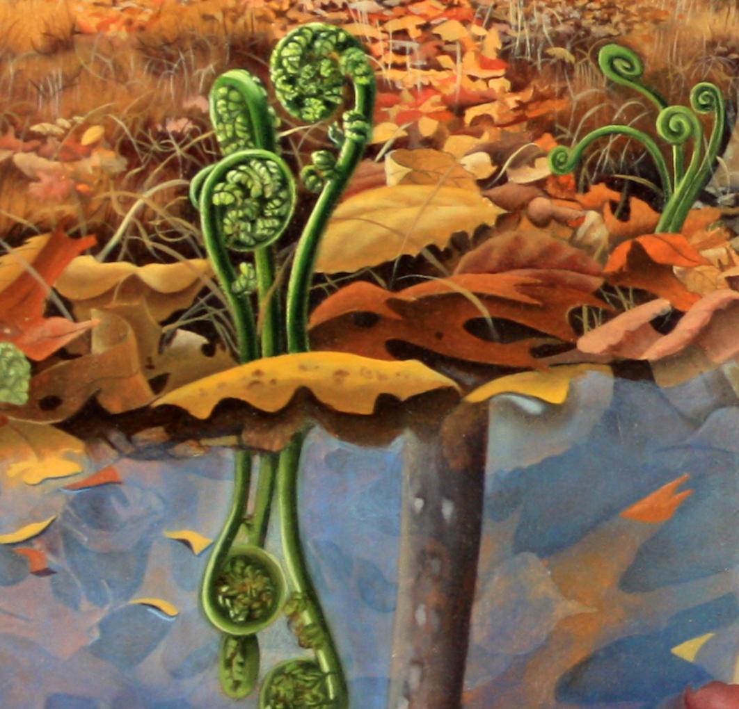 Reflets de fougères,  Nature luxuriante Forêt Boisée Paysage Près d'un lac en vente 2