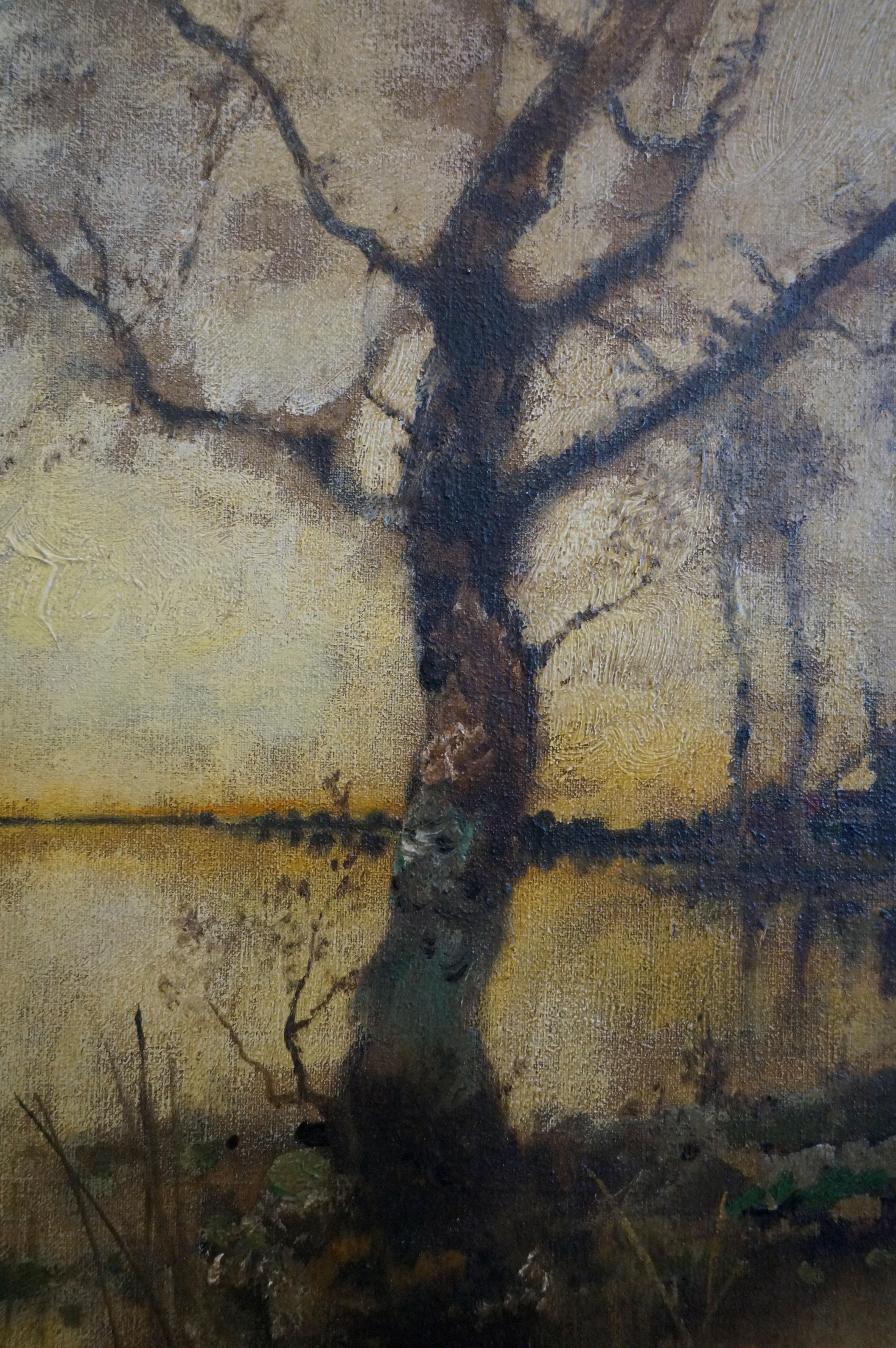 A VERY large, gorgeous fall landscape in an elaborate hand-carved wooden frame (itself worth thousands) by late 19th century, by German landscape painter Karl Heffner. Heffner’s work is in the collections of numerous prestigious museums. He was a