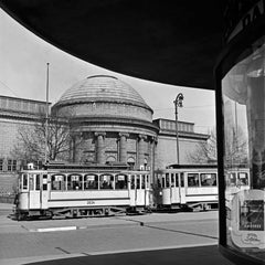 Vintage A tram passes the Kunsthalle at Hamburg, Germany 1938, Printed Later 