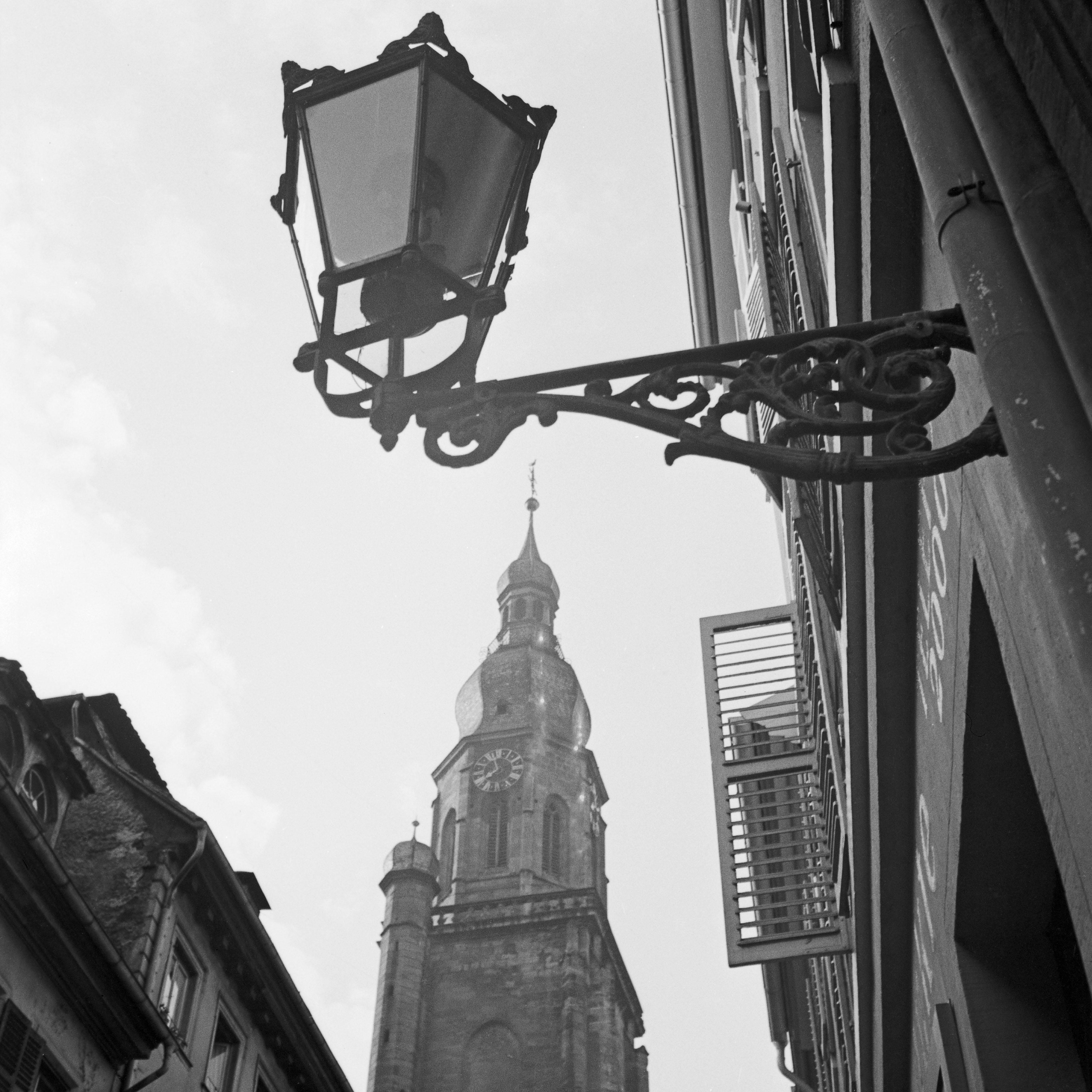 Karl Heinrich Lämmel Black and White Photograph - Belfry Heiliggeistkirche church Heidelberg, Germany 1936, Printed Later 