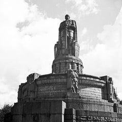 Vintage Bismarck monument at Hamburg, Germany 1936, Printed Later