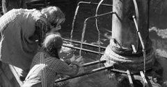 Children drinking water from fountain Heidelberg, Germany 1936, Printed Later