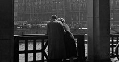 Couple standing at Colonnade to city hall Hamburg, Germany 1938, Printed Later