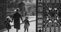 Entrance gate Darmstadt castle girls and woman, Germany 1938 Printed Later