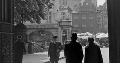 Entrance gate Darmstadt castle street life, Germany 1938 Printed Later