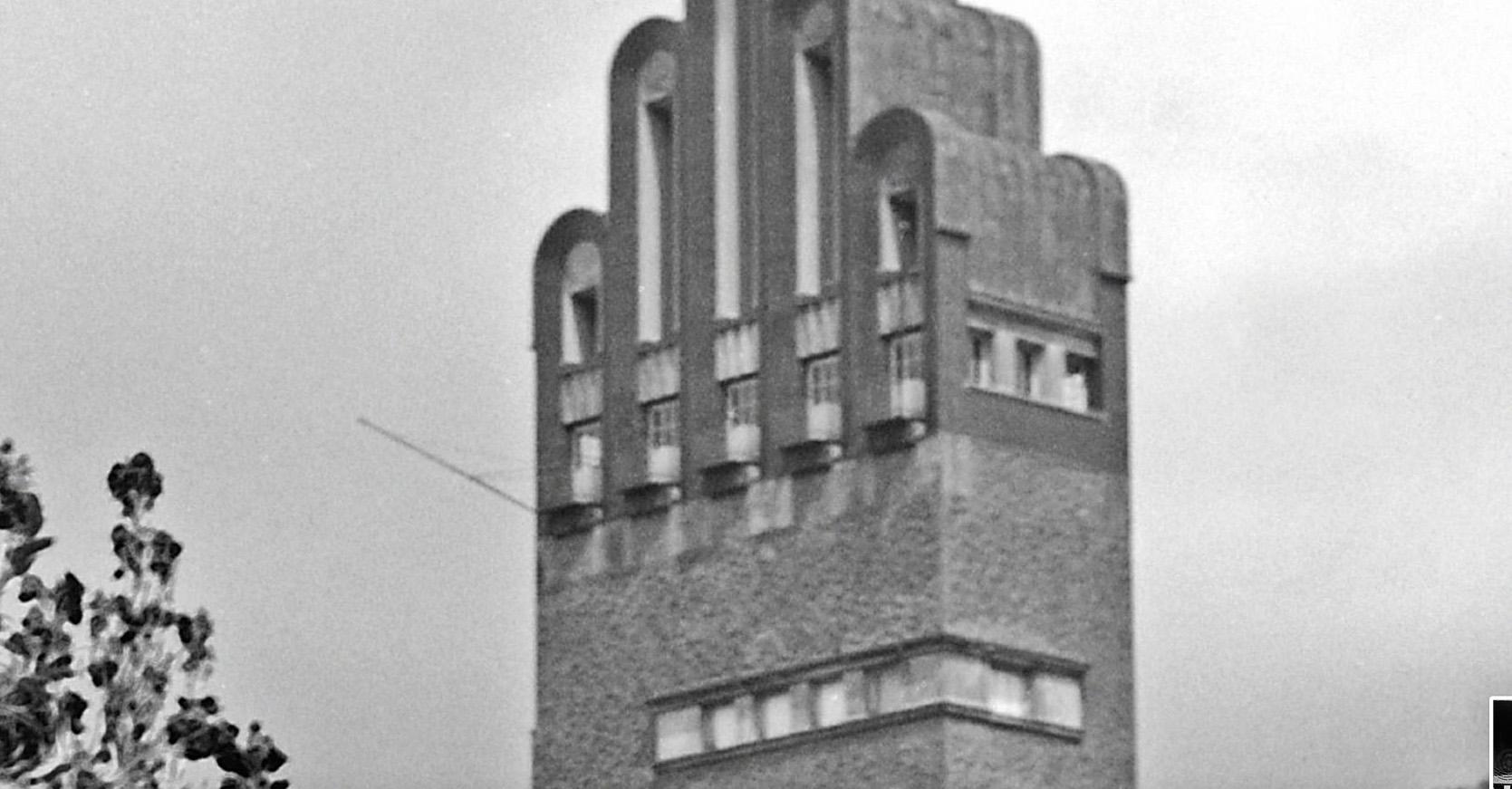 Flowers Hochzeitsturm tower Mathildenhoehe Darmstadt Germany 1938 Printed Later - Modern Photograph by Karl Heinrich Lämmel