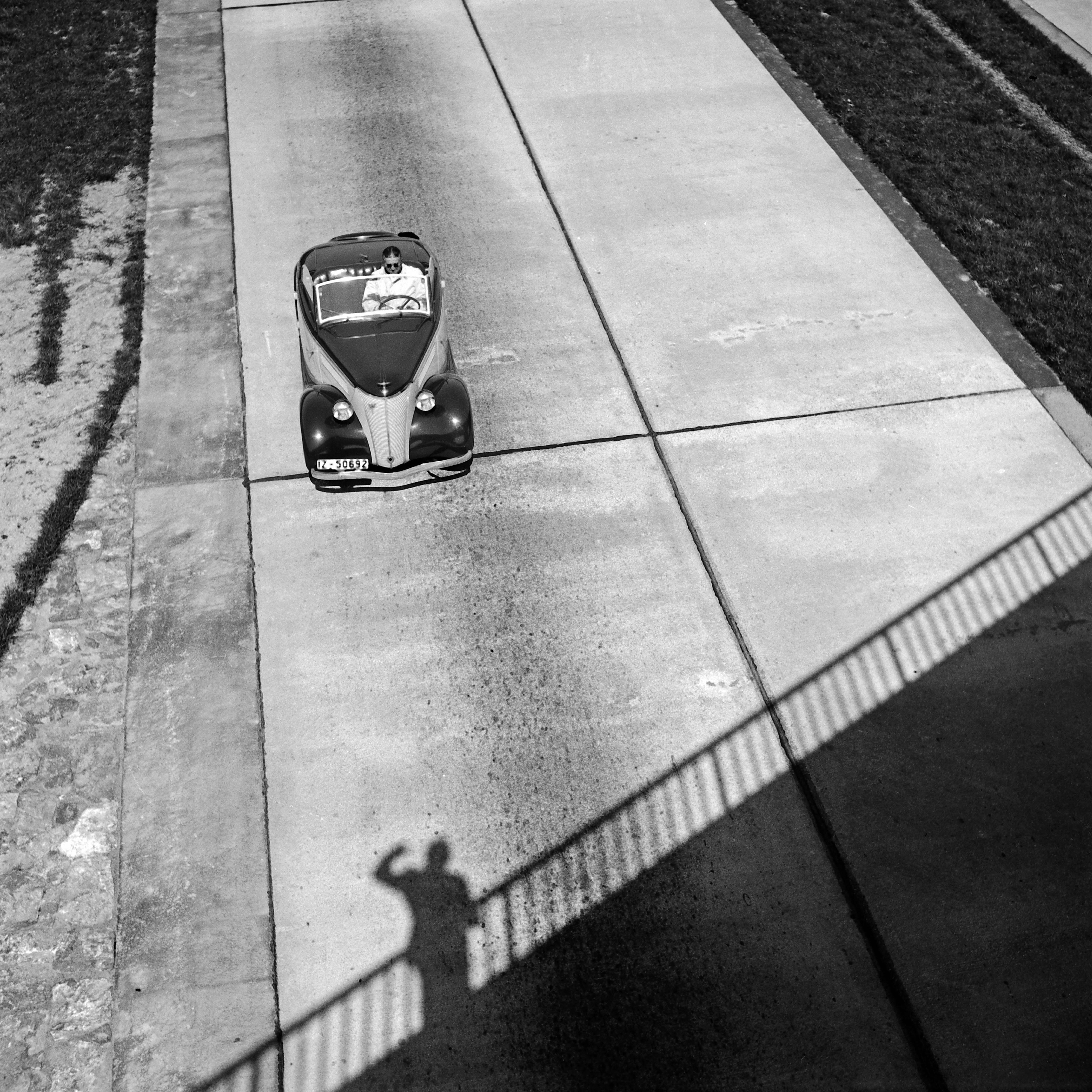 Karl Heinrich Lämmel Black and White Photograph - Ford Eifel bridge Reichsautobahn highway Bayreuth, Germany 1935 Printed Later