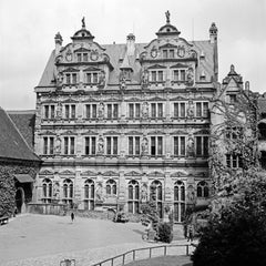 Vintage Friedrichsbau building at Castle, Heidelberg Germany 1938, Printed Later
