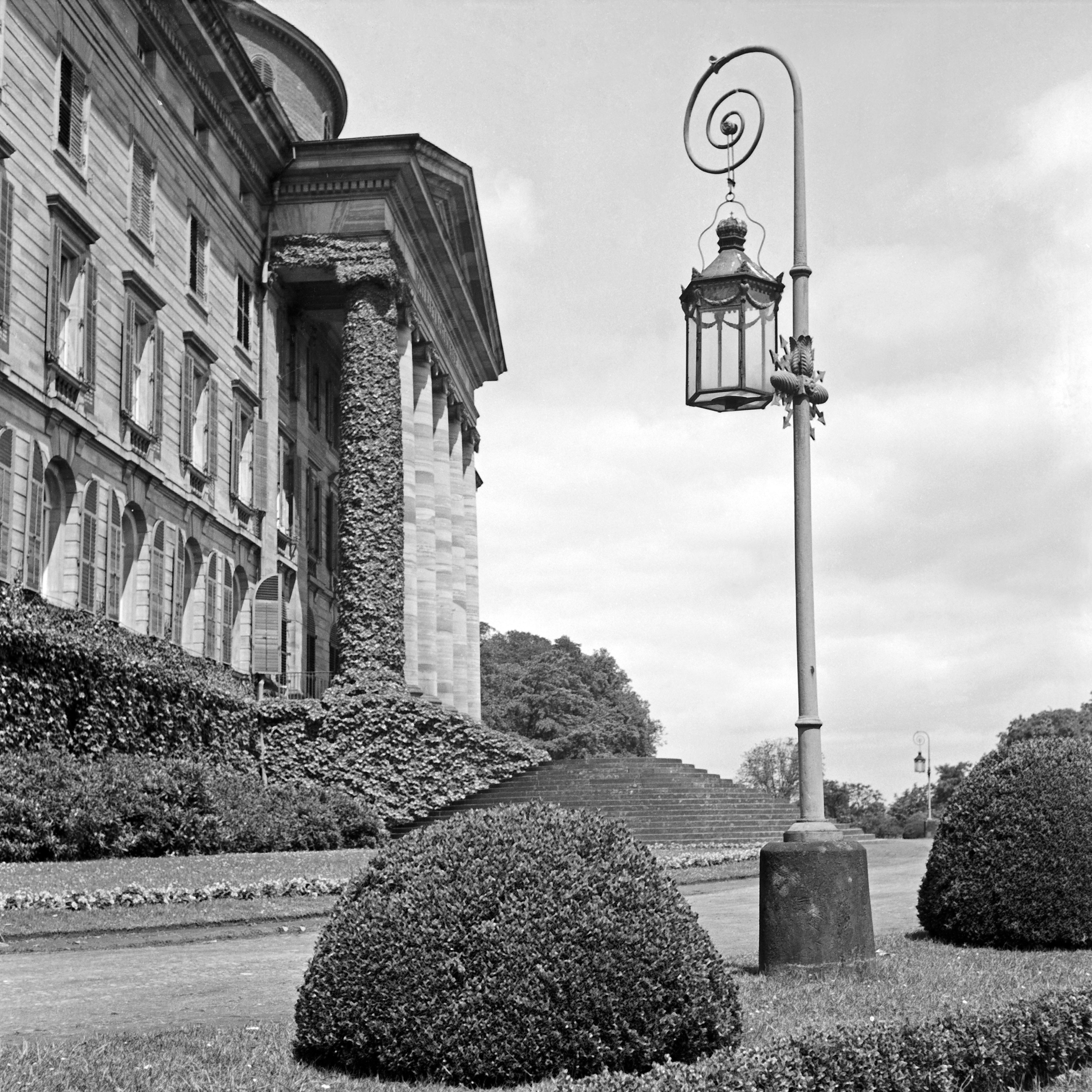 Karl Heinrich Lämmel Black and White Photograph - Front of Wilhelmshoehe castle at Kassel, Germany 1937 Printed Later 