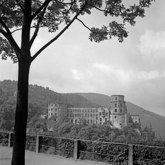 Grosse Scheffelterrasse terrace to Castle, Heidelberg Germany 1938, PrintedLater