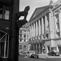 Hamburg Thalia Theatre cars and horse sculpture, Germany 1938 Printed Later 