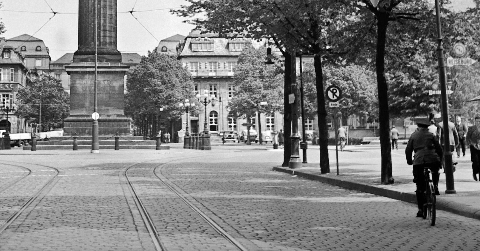 Ludwig's column at Luisenplatz square at Darmstadt, Germany 1938 Printed Later  - Photograph by Karl Heinrich Lämmel