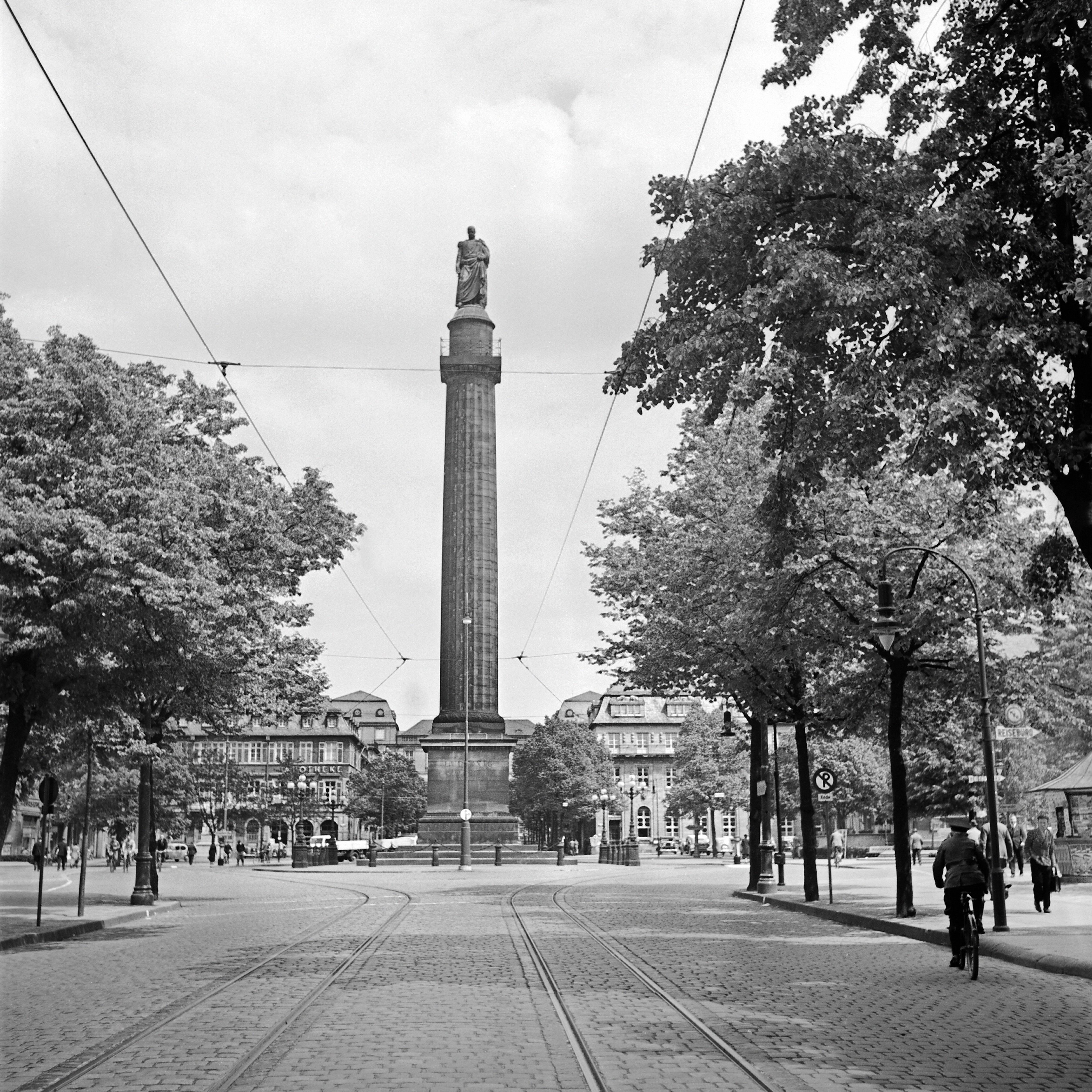 Karl Heinrich Lämmel Black and White Photograph - Ludwig's column at Luisenplatz square at Darmstadt, Germany 1938 Printed Later 