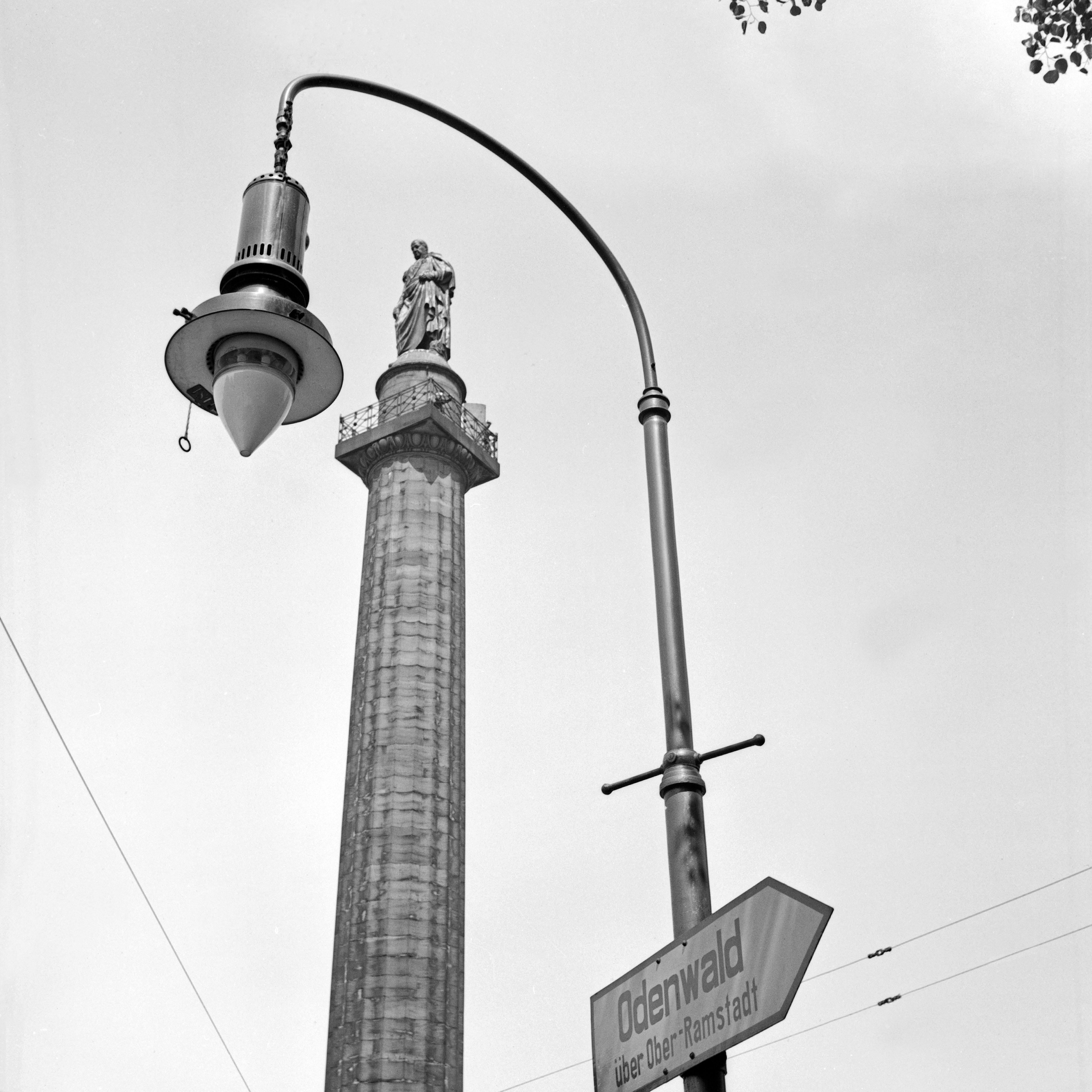 Karl Heinrich Lämmel Black and White Photograph - Ludwig's column at Luisenplatz square at Darmstadt, Germany 1938 Printed Later 