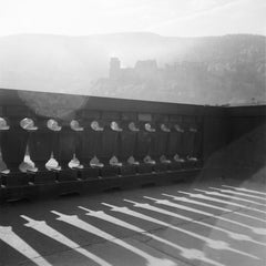 Vue brumeuse du château de Heidelberg, Allemagne, 1936, Imprimée plus tard 