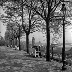 Promenade St. Pauli landing bridges Hamburg viewer, Germany 1938, Printed Later 