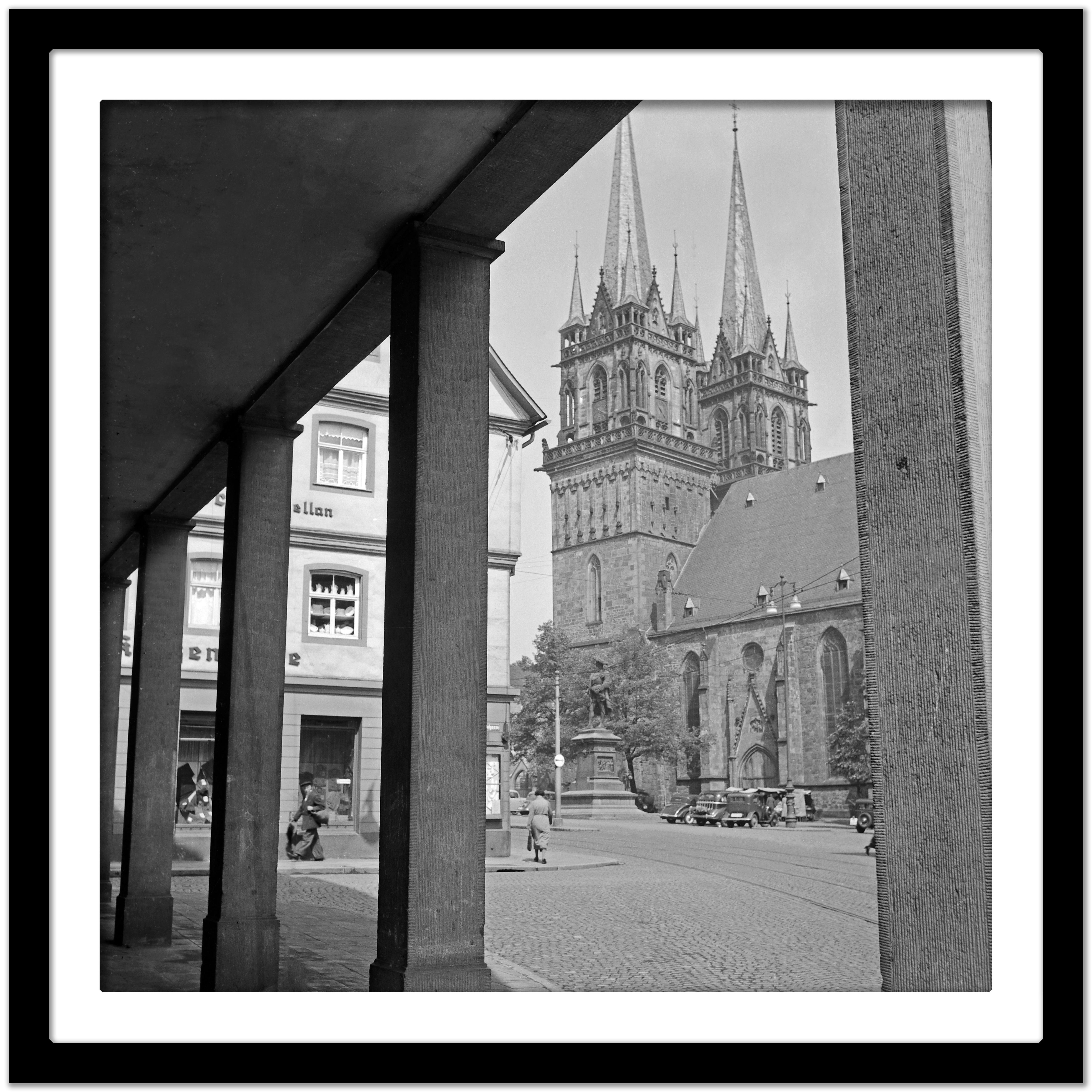 Protestant St. Martin's church at Kassel, Germany 1937 Printed Later  - Gray Black and White Photograph by Karl Heinrich Lämmel