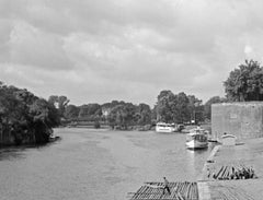Il fiume Fulda nella città vecchia di Kassel, Germania 1937 Stampato più tardi