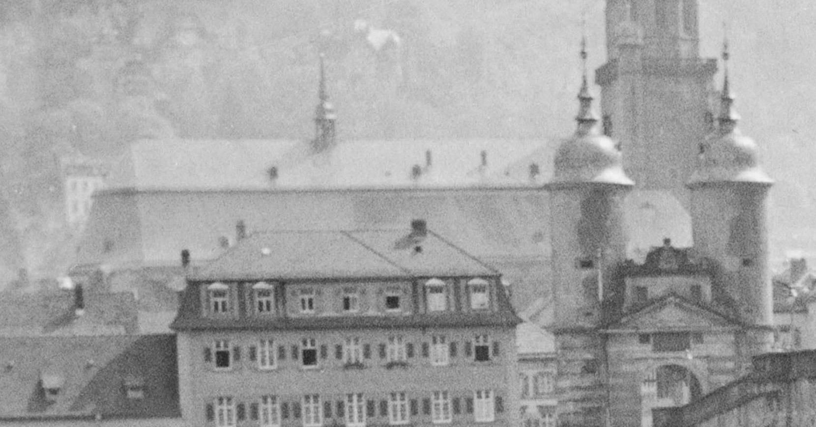 Rhein Fluss Neckar, alte Brücke, Kirche, Heidelberg, Deutschland 1936, später gedruckt (Moderne), Photograph, von Karl Heinrich Lämmel