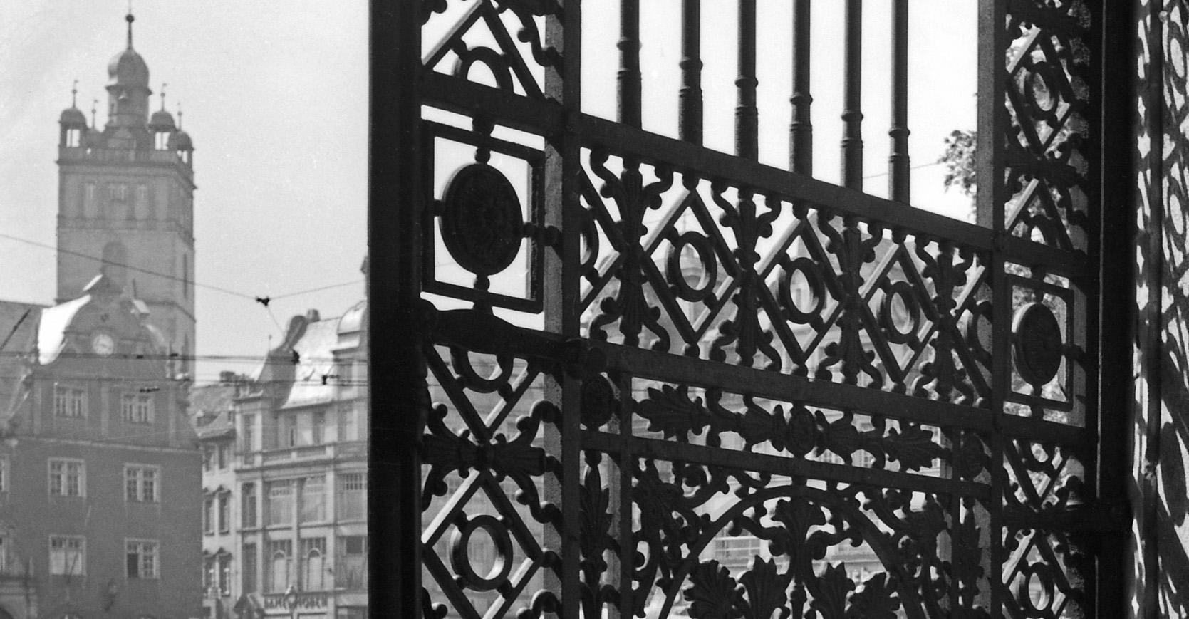 Shadows with iron gate Residence castle Darmstadt, Germany 1938 Printed Later  - Photograph by Karl Heinrich Lämmel