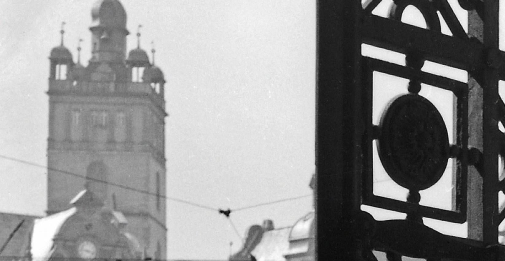 Shadows with iron gate Residence castle Darmstadt, Germany 1938 Printed Later  - Modern Photograph by Karl Heinrich Lämmel