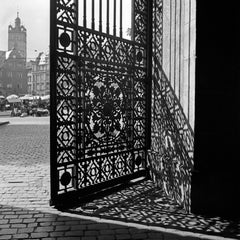 Vintage Shadows with iron gate Residence castle Darmstadt, Germany 1938 Printed Later 