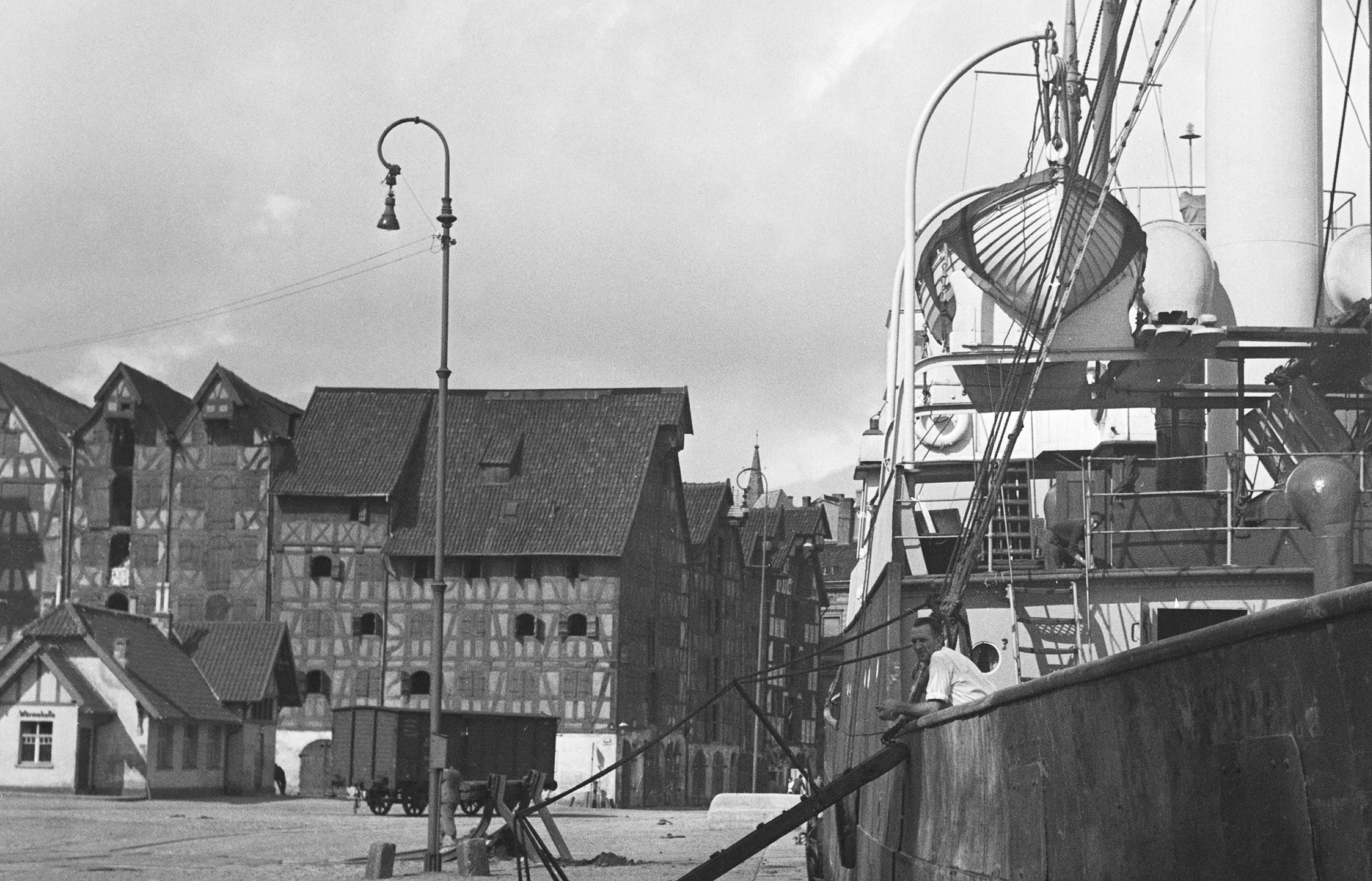 Ships at Koenigsberg harbor in East Prussia, Germany 1937 Printed Later - Photograph by Karl Heinrich Lämmel