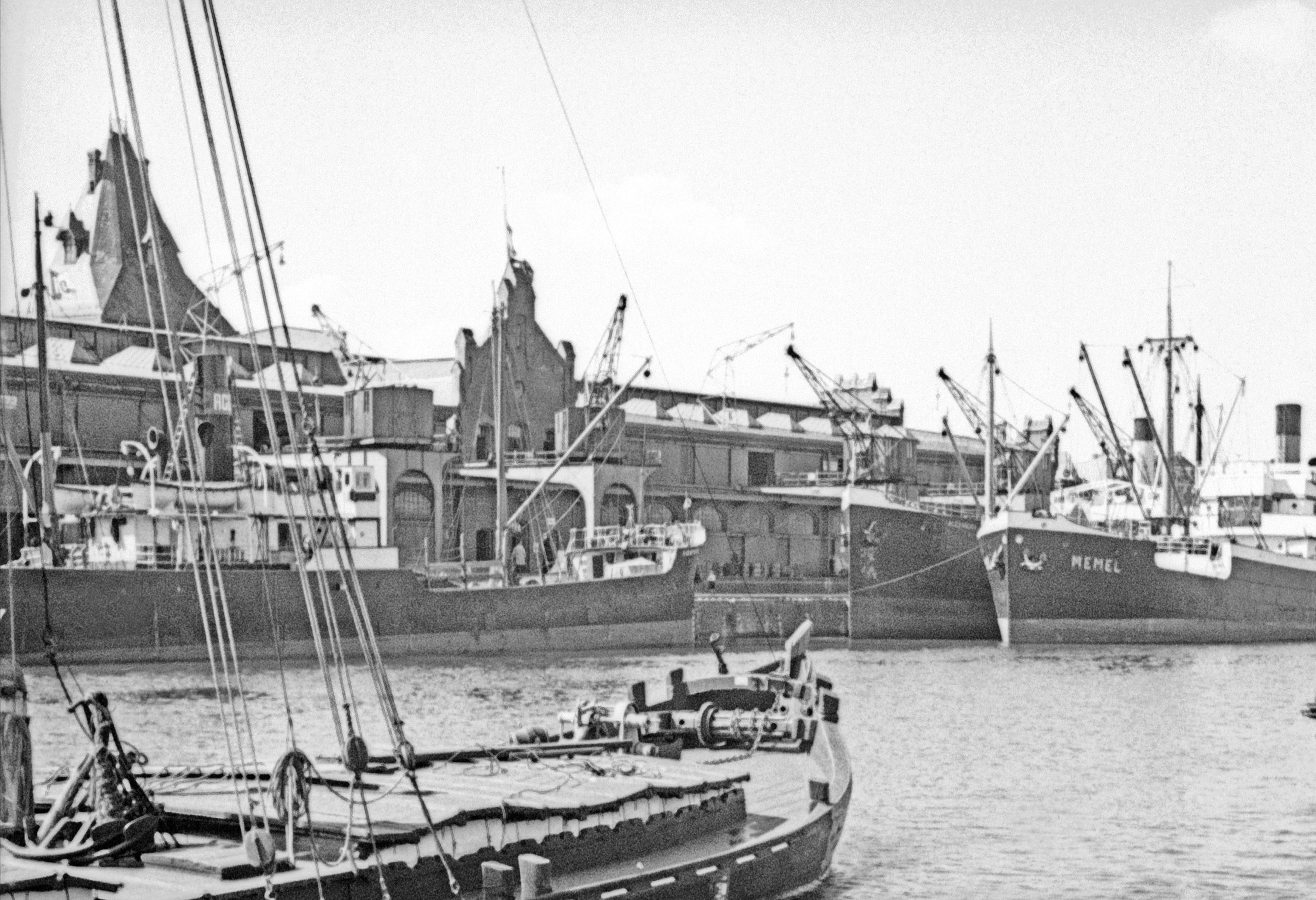 Ships at the inner harbor of Koenigsberg, Germany 1934 Printed Later  - Modern Photograph by Karl Heinrich Lämmel