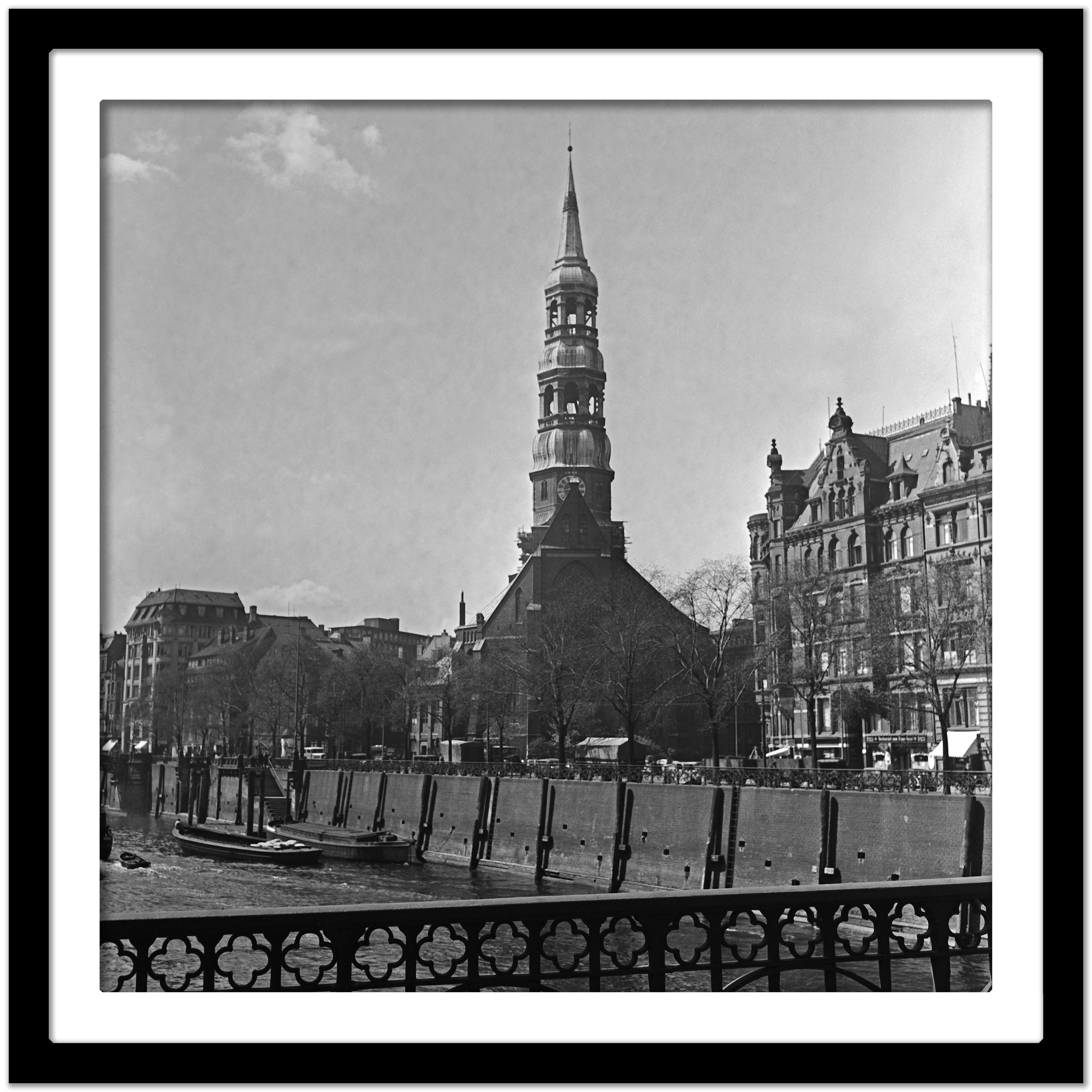 St. Catherine's church at Hamburg, Germany 1938, Printed Later - Gray Black and White Photograph by Karl Heinrich Lämmel