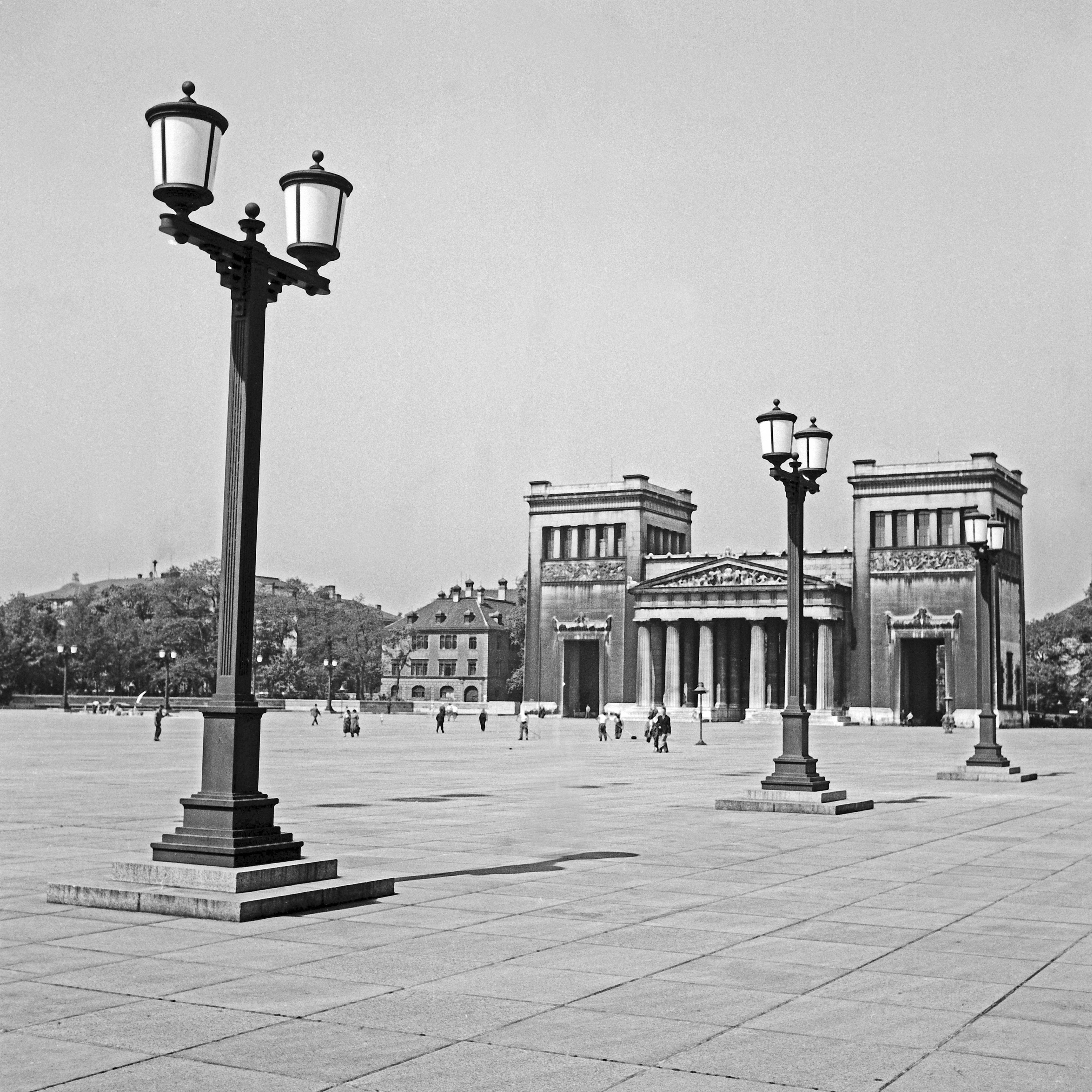 Karl Heinrich Lämmel Black and White Photograph - Temple at the Koenigplatz square in the city, Munich Germany 1937, Printed Later