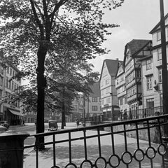 Maisons en bois dans le centre-ville de Kassel, Allemagne 1937 Imprimé ultérieurement 