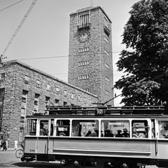 Vintage Tram line No. 2 at main Station, Stuttgart Germany 1935, Printed Later