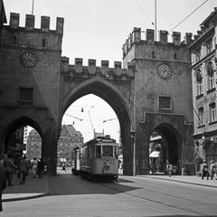 Vintage Tram line no 24 to Rammersdorf at Karlstor, Munich Germany 1937, Printed Later