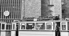 Tram line no. 6 in front of main station, Stuttgart Germany 1935, Printed Later