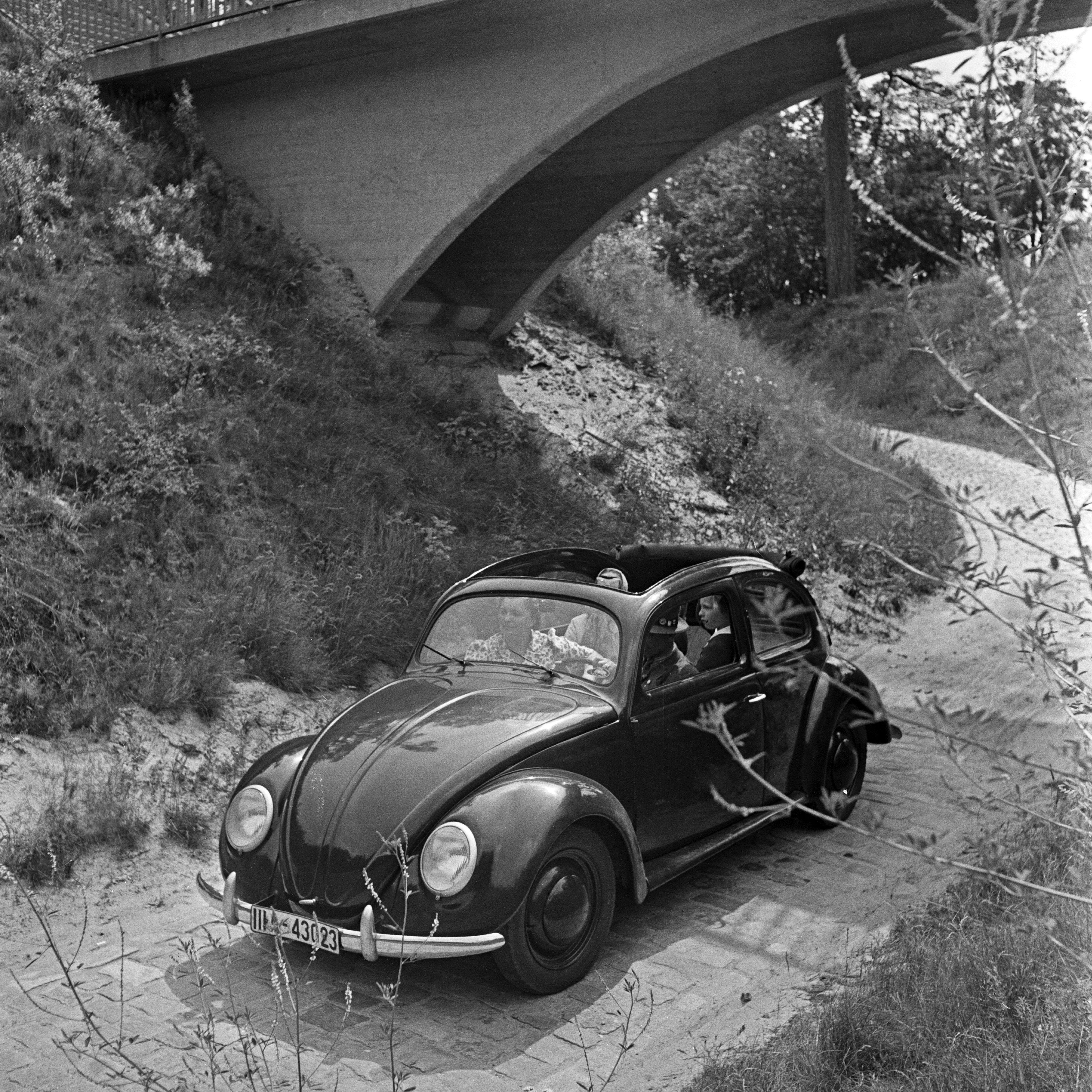  Travelling by car in the Volkswagen beetle, Germany 1939 Printed Later 