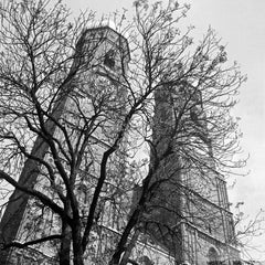  Twin belfries of Munich Frauenkirche church, Munich Germany 1938, Printed Later