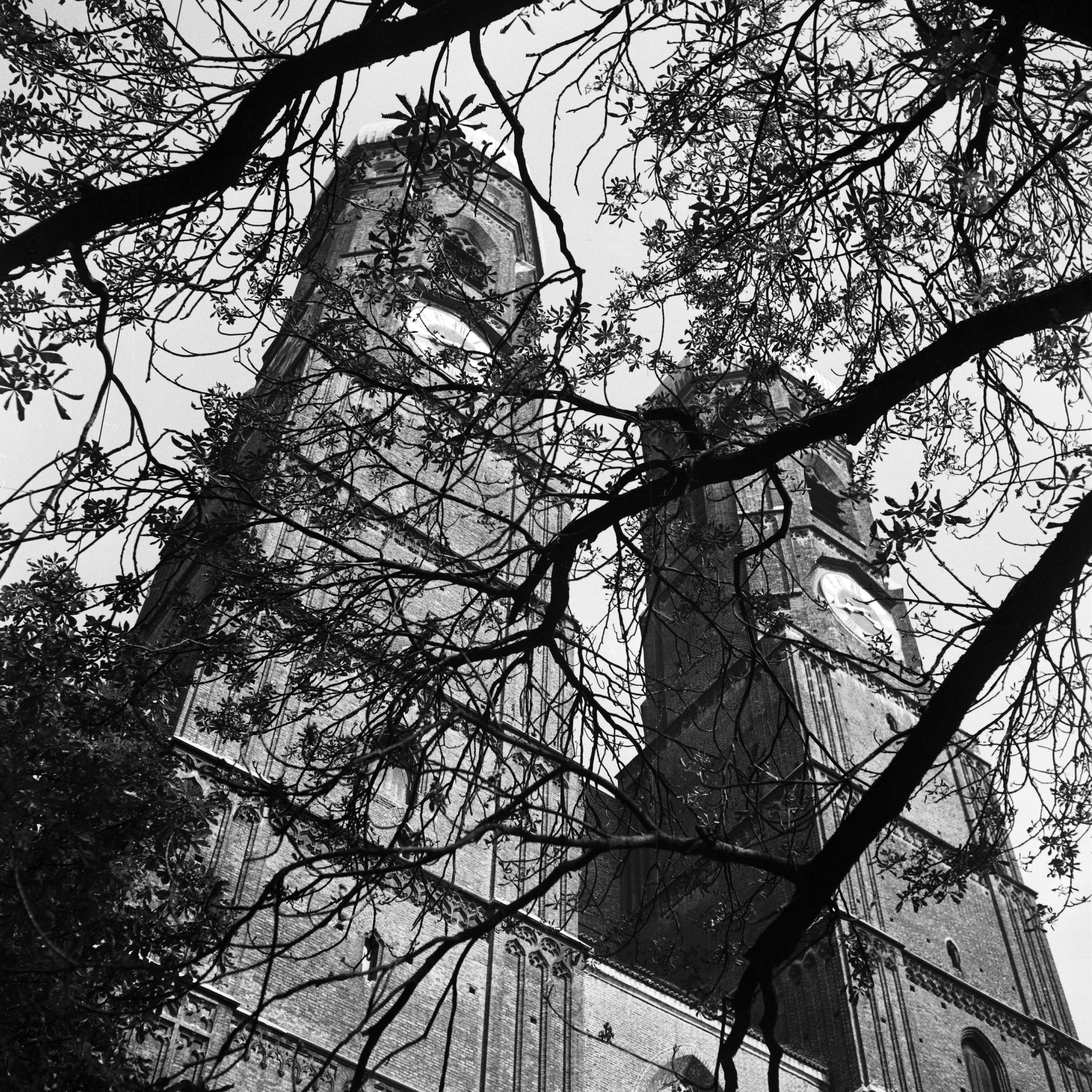 Karl Heinrich Lämmel Black and White Photograph -  Twin belfries of Munich Frauenkirche church, Munich Germany 1938, Printed Later
