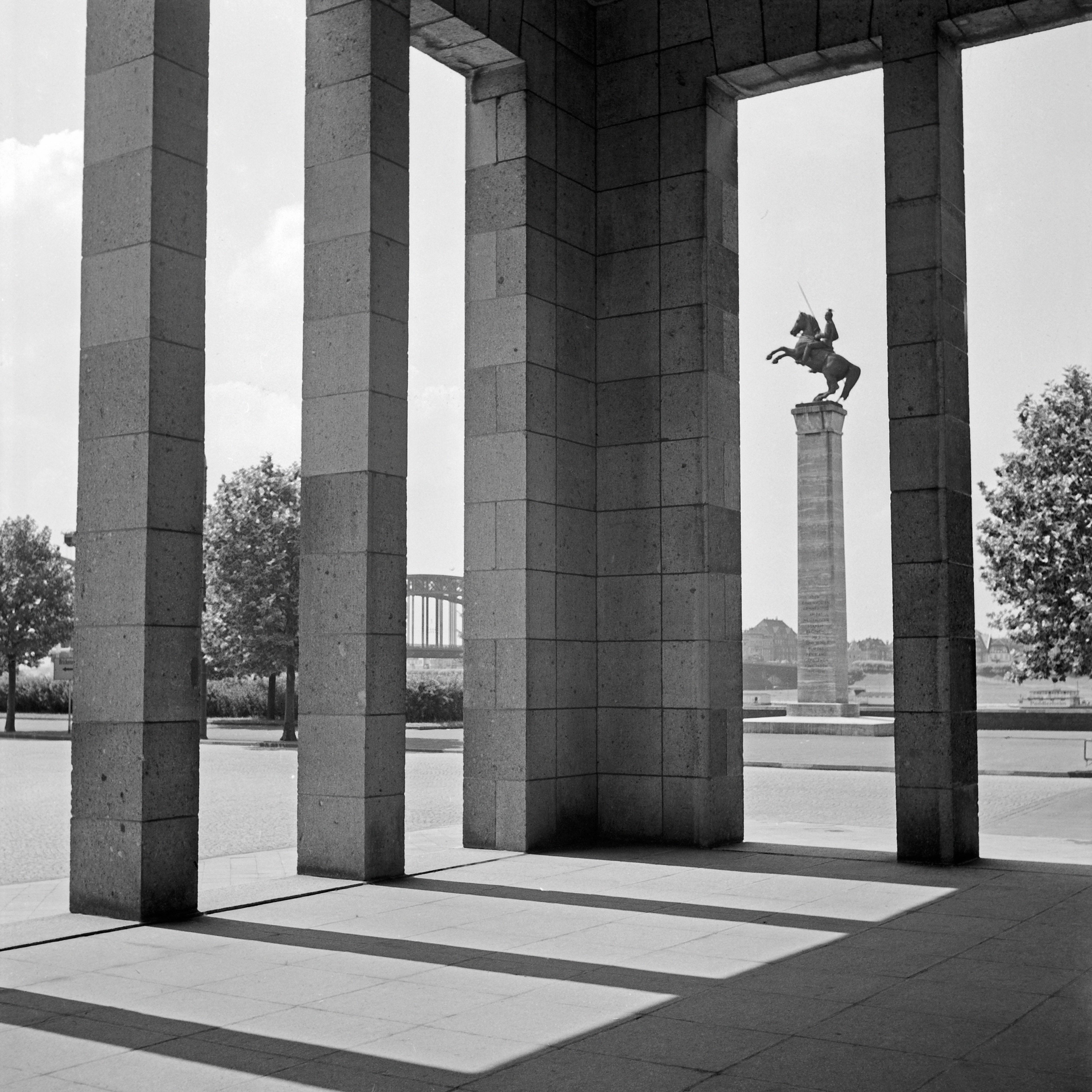Karl Heinrich Lämmel Black and White Photograph - Uhlan memorial court of honour at Rhine Duesseldorf, Germany 1937 Printed Later 