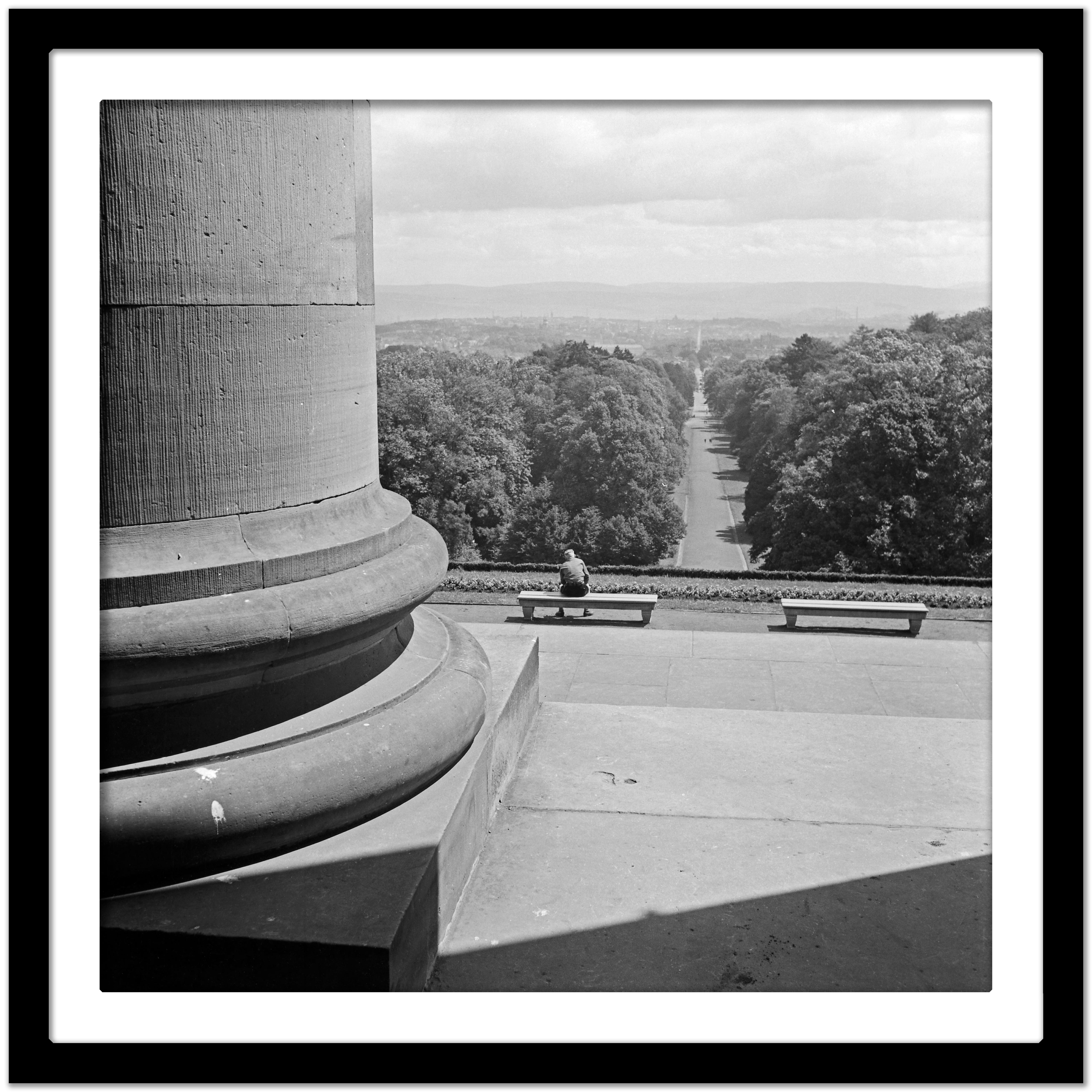 View from the castle-gate of Wilhelmshoehe to Kassel, Germany 1937 Printed Later - Gray Black and White Photograph by Karl Heinrich Lämmel