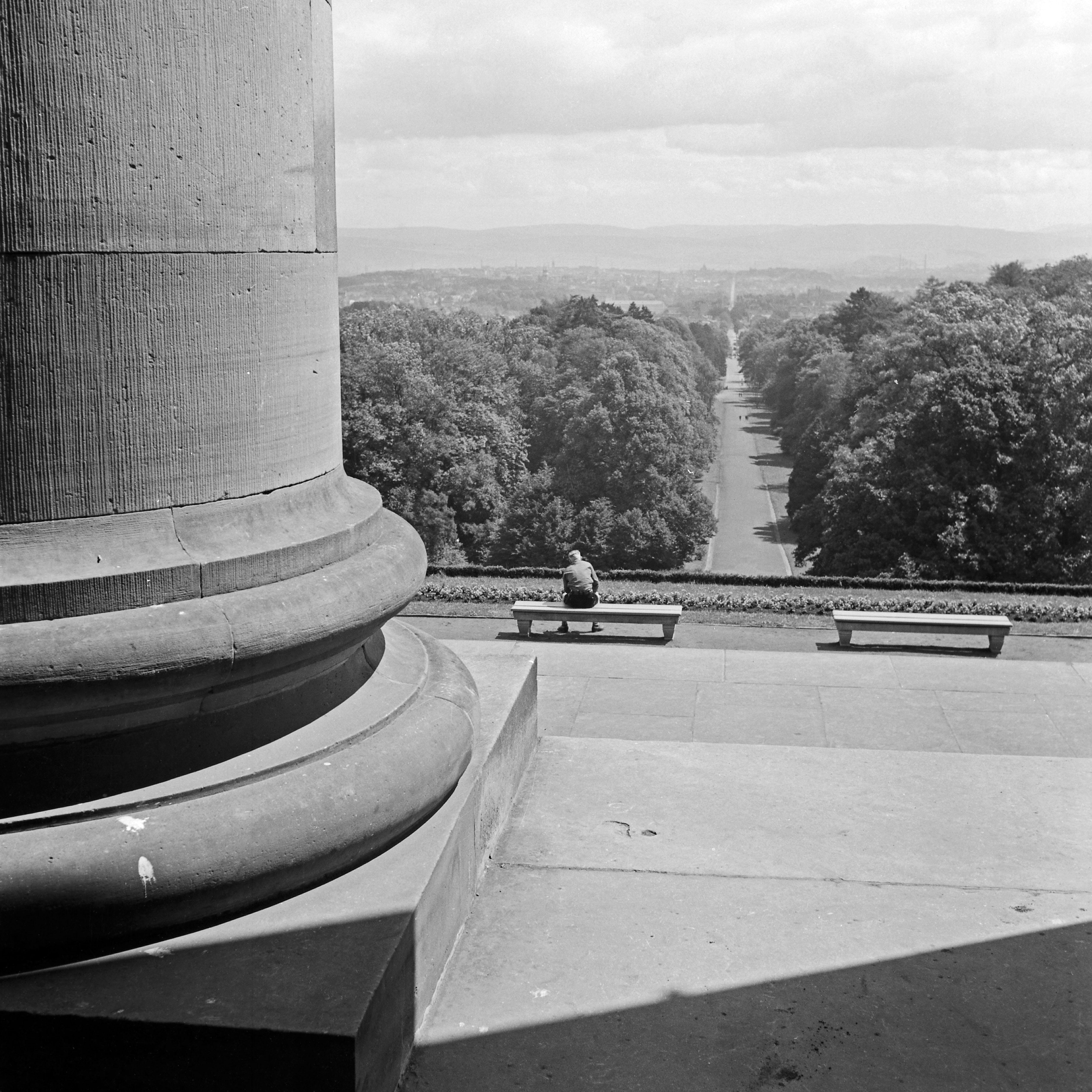 Karl Heinrich Lämmel Black and White Photograph - View from the castle-gate of Wilhelmshoehe to Kassel, Germany 1937 Printed Later