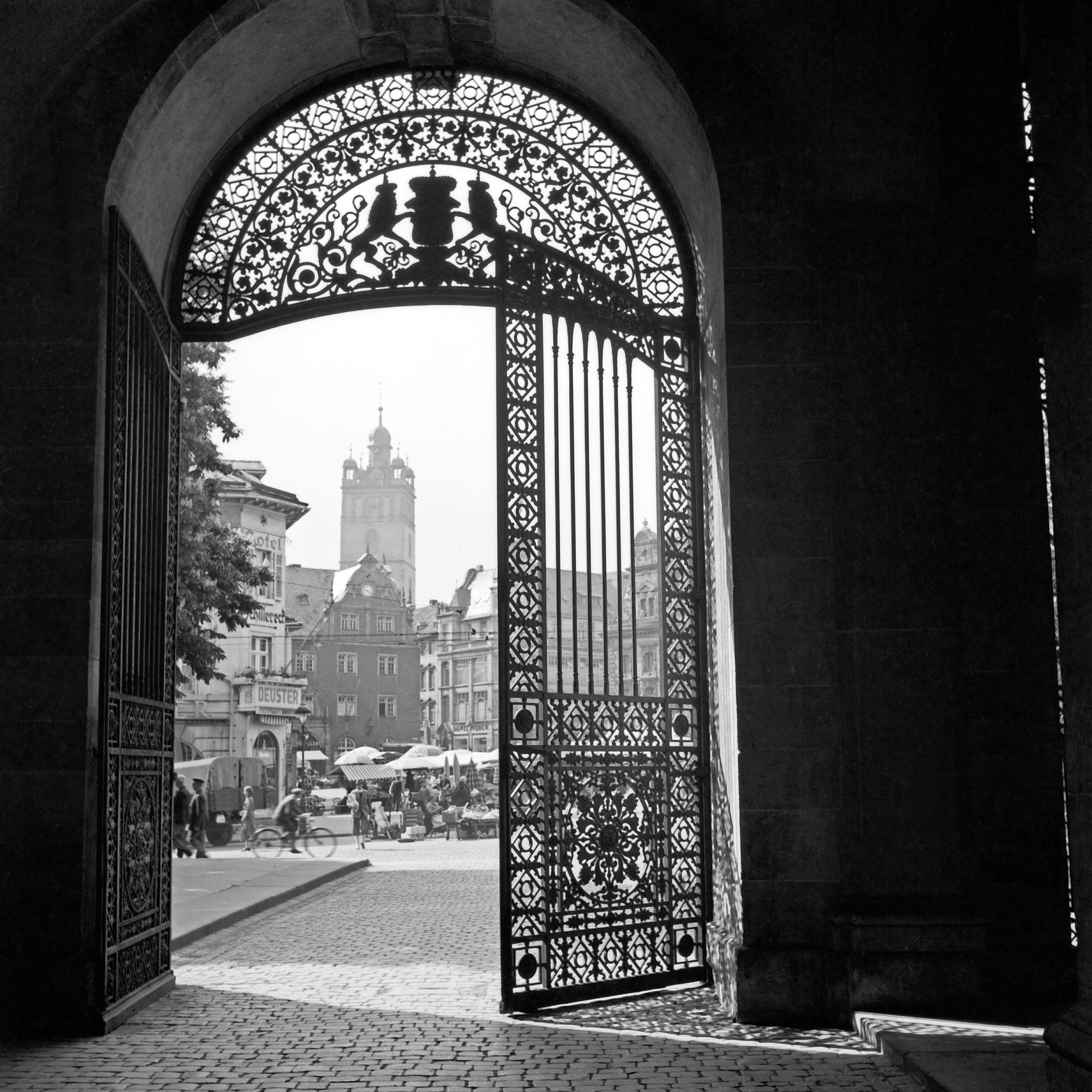 Karl Heinrich Lämmel Black and White Photograph - View gate Residence castle to main market Darmstadt, Germany 1938 Printed Later 