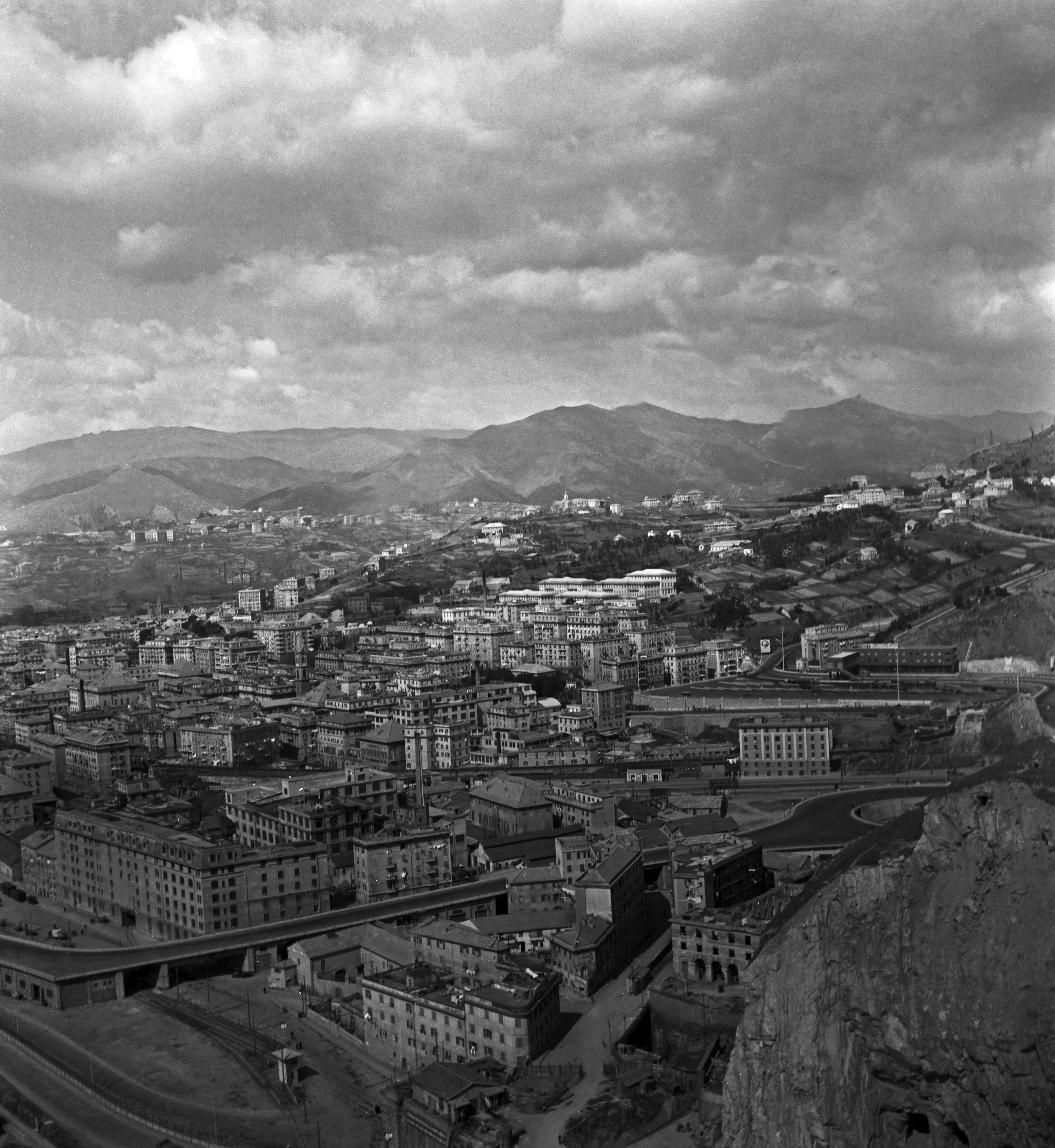 Karl Heinrich Lämmel Black and White Photograph - View of Genova, Italy 1939 Printed Later 