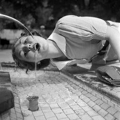 Woman drinking from well at Bad Cannstatt, Stuttgart Germany 1935, Printed Later
