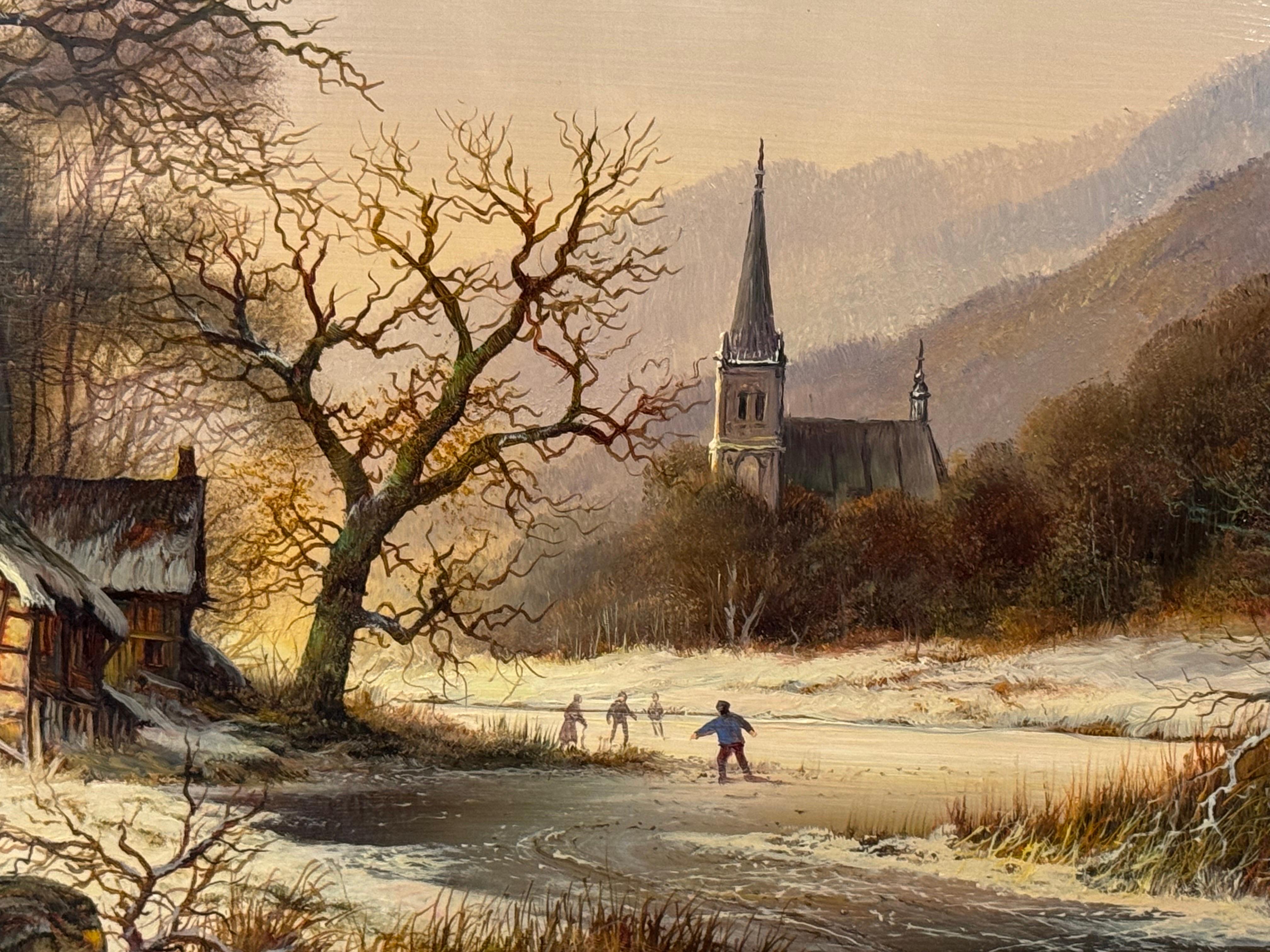 Paesaggio rurale d'epoca Scena di neve 