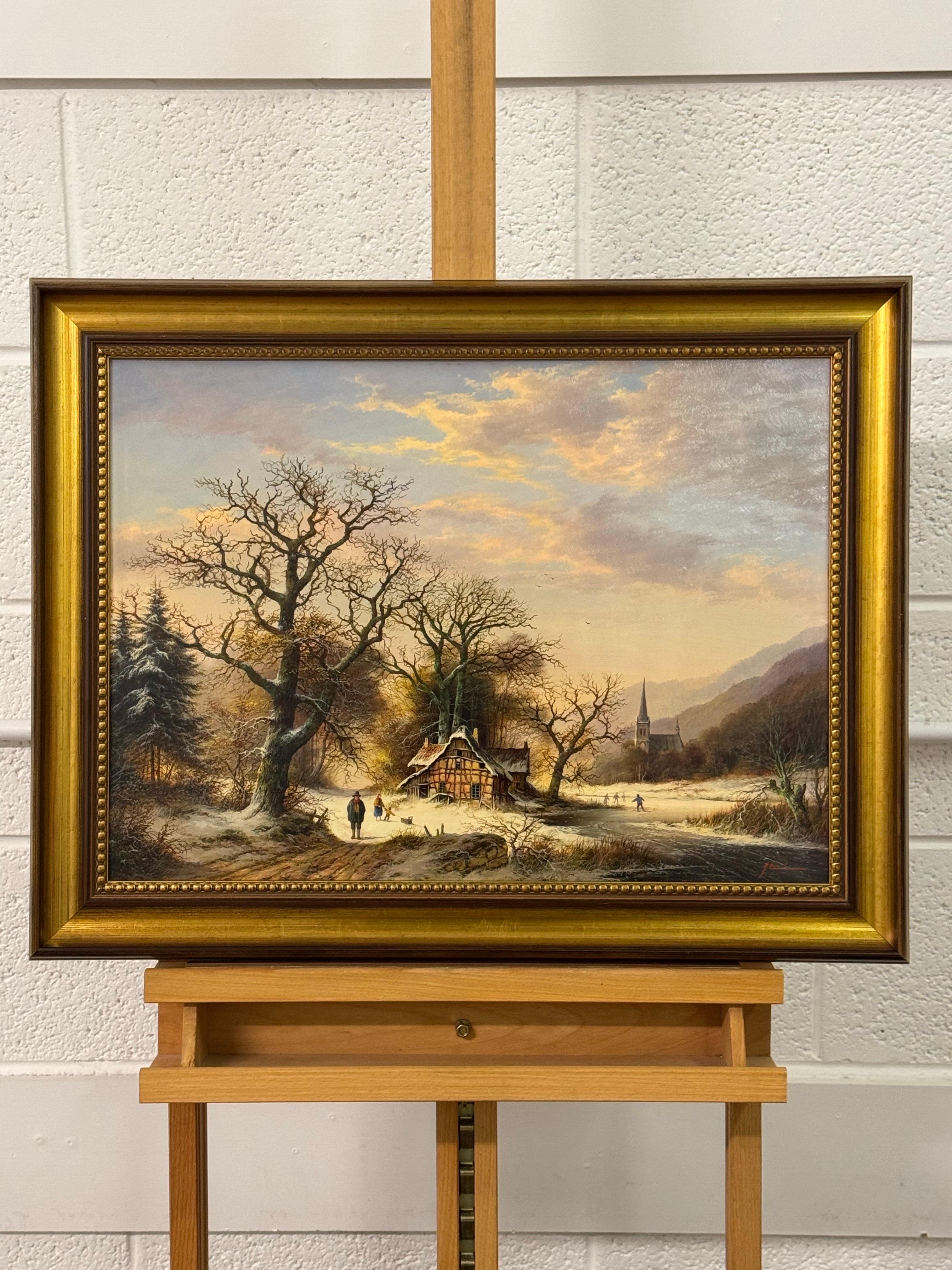 Paesaggio rurale d'epoca Scena di neve 