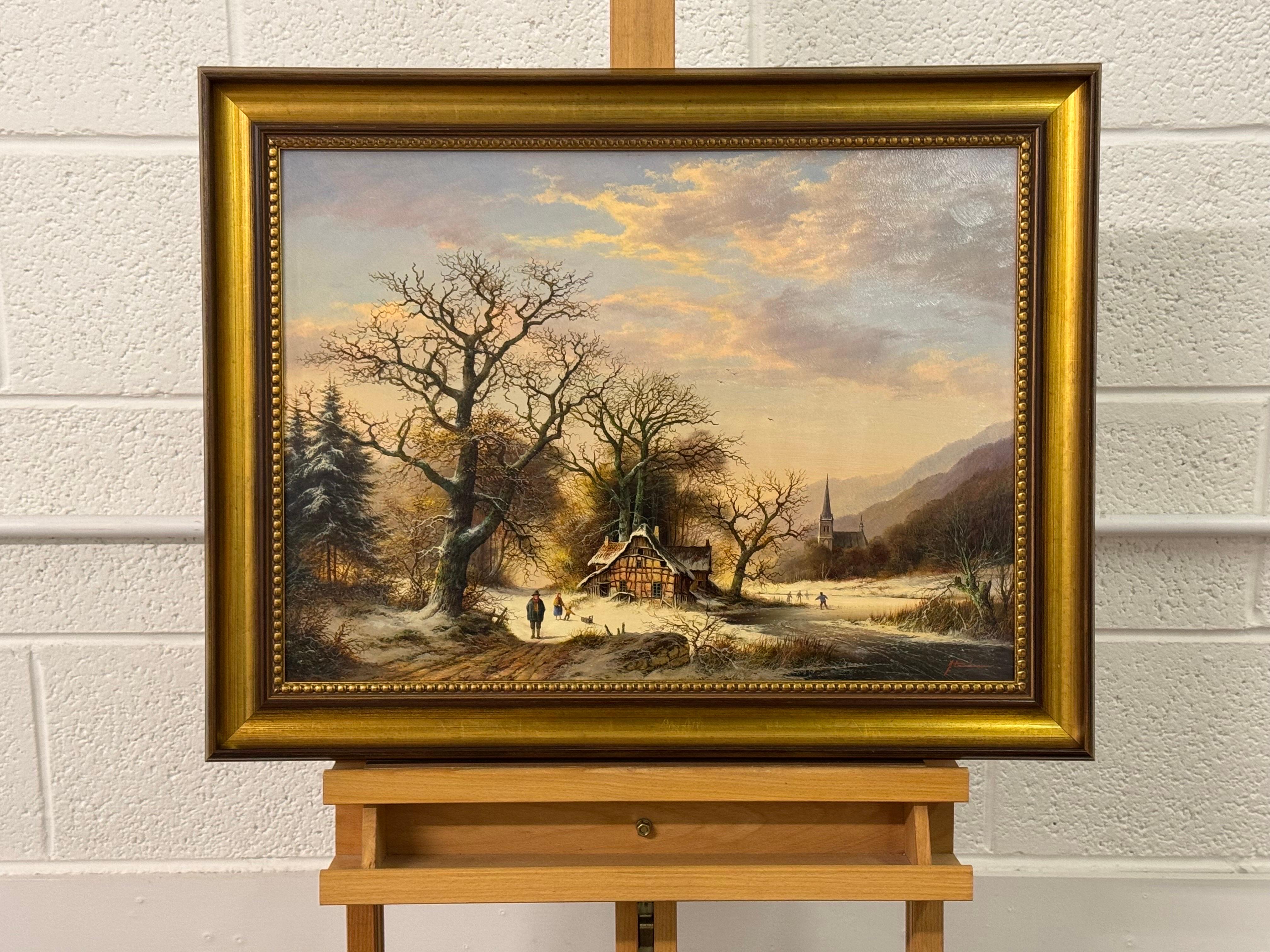 Paesaggio rurale d'epoca Scena di neve 