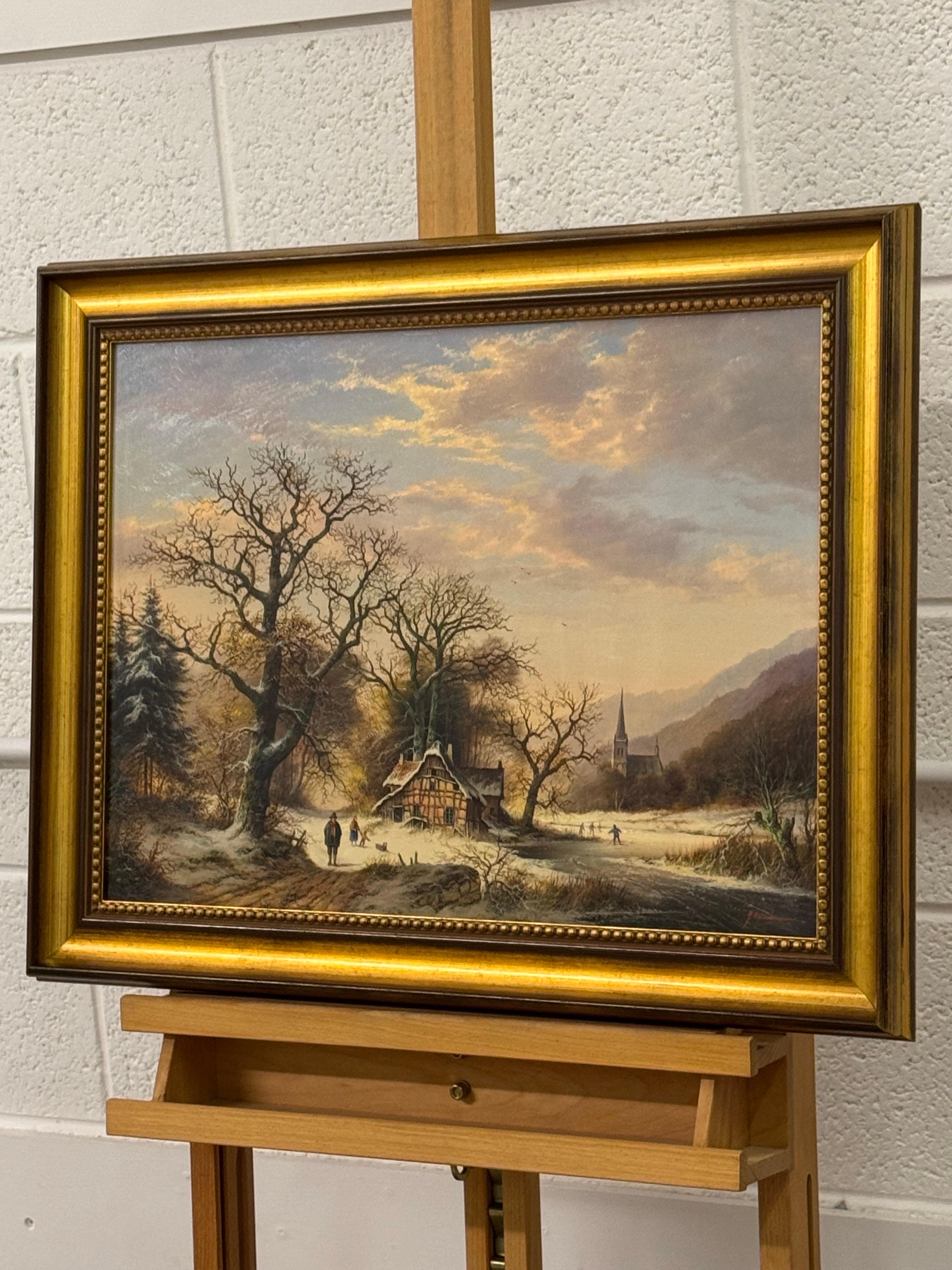 Paesaggio rurale d'epoca innevato intitolato 