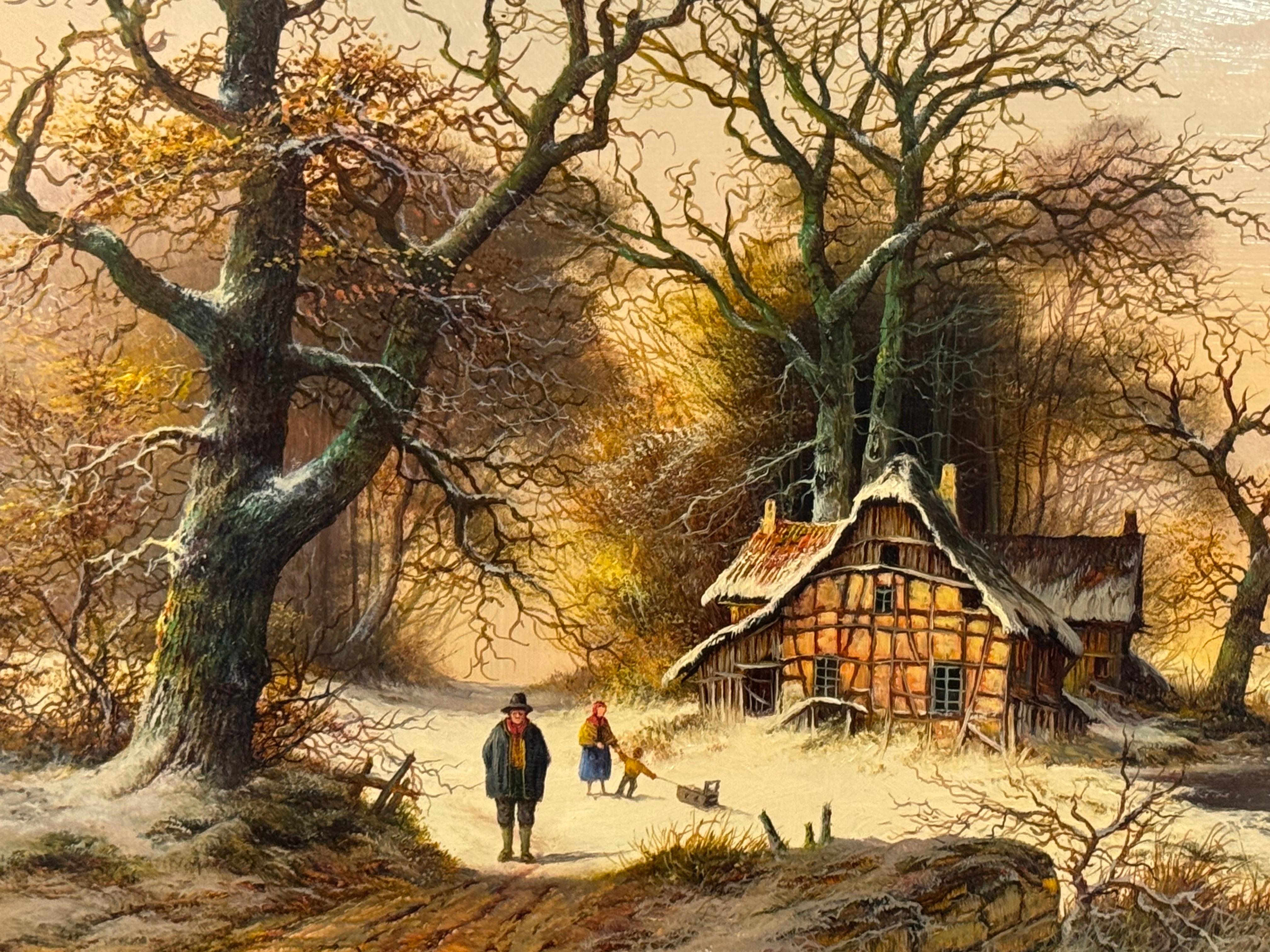 Paesaggio rurale d'epoca Scena di neve 