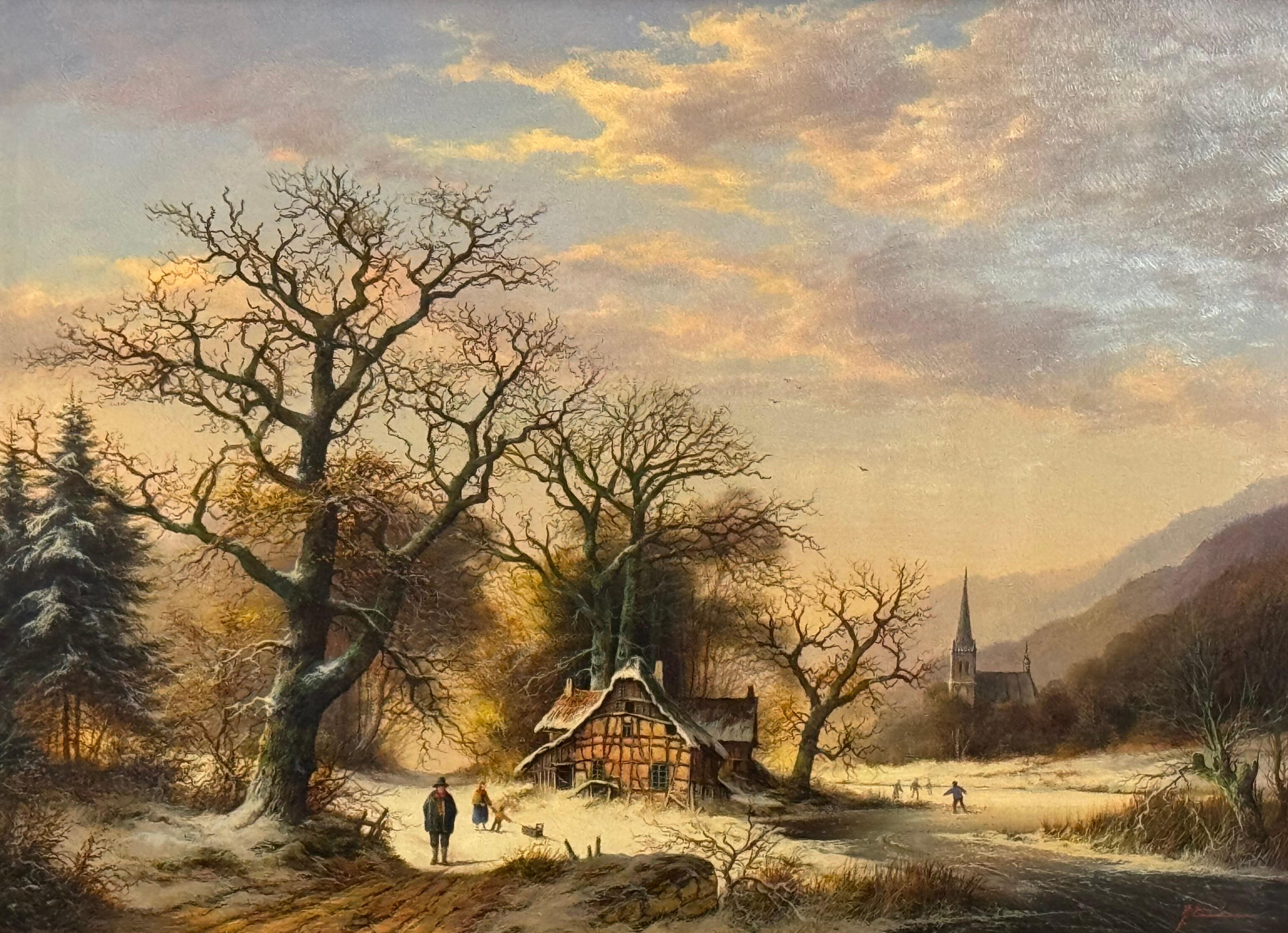 Paesaggio rurale d'epoca Scena di neve 